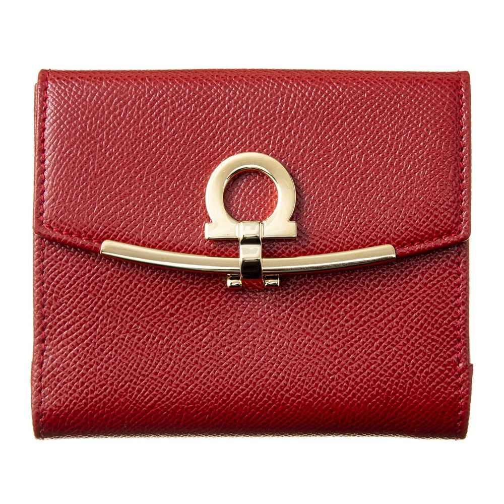 とても綺麗な赤〜フェラガモ〜二つ折財布！
