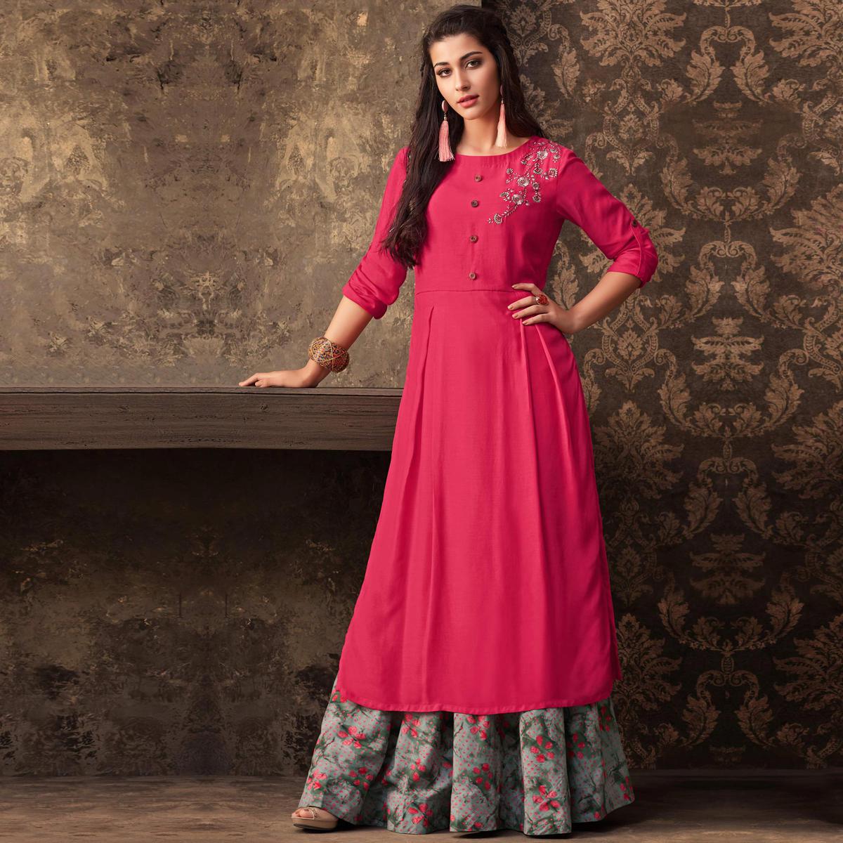 Indian Punjabi designer dress silk lehenga / sharara party wear short  length kameez / kurti fulkari phulkari giddha multi color medium size – AJ  Garments