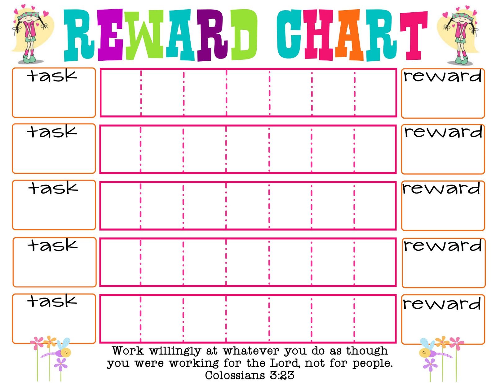 Free Printable Reward Charts For 6 Year Olds
