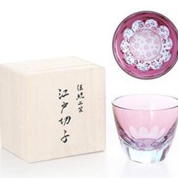 カガミクリスタル　瑠璃色　市松紋　冷茶グラス5個　切子グラス　和食器　洋食器