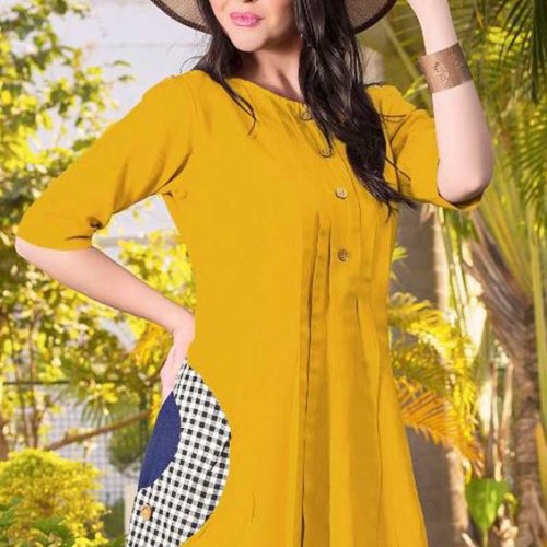Designer Kurtis in Yellow Colour 