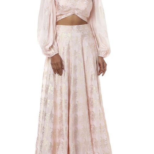 Sale > crop top lehenga with long shrug > in stock