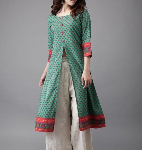 a line kurti with plazo