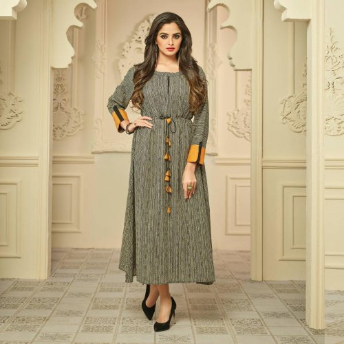 Linen long kurti dress  Long gown design Frock designs for women  Floral long frocks