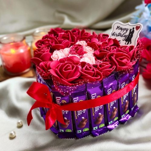 Dairy Milk Heart Bouquet - Chocolate Bouquet - Heart Bouquet - Chocolate  Day Gift For Love - VivaGifts