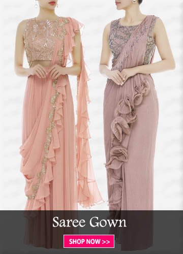 fusion saree gown