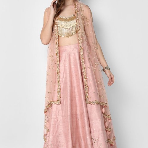 simple lehenga with long jacket