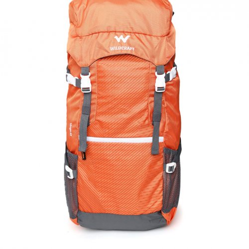 wildcraft 45 ltrs grey and orange rucksack