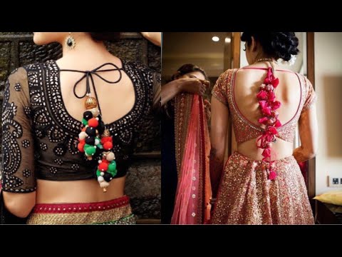 FASHIONABLE RED GOLDEN BELL SHAPE LATKAN TASSEL SAREE BLOUSE DUPATTA WEDDING