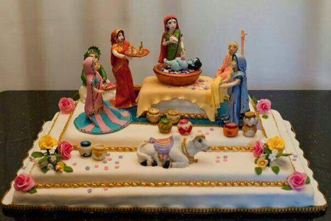 kanha ji birthday celebration cake…it's a story telling cake for  children…it's story about Krishna ji.. – Being Cakes