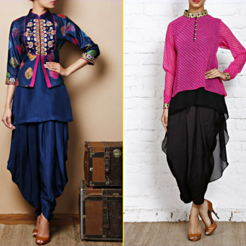 Indian Kurti, Blue Collar Neck Dhoti Kurta, Bollywood Suit,, 60% OFF