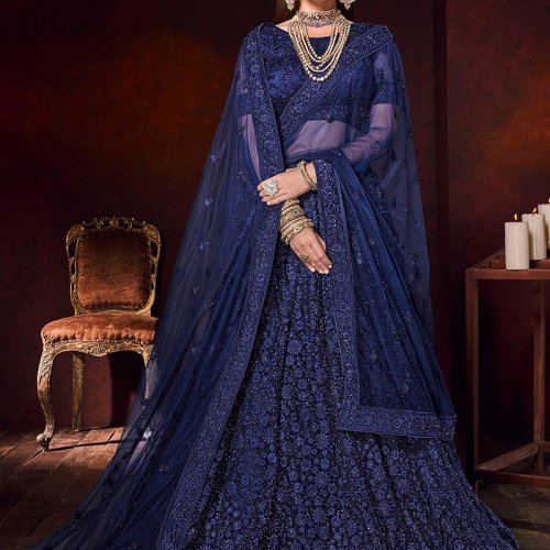 Latest Designer Teal Blue Color Lehenga Choli For Party Look – Joshindia