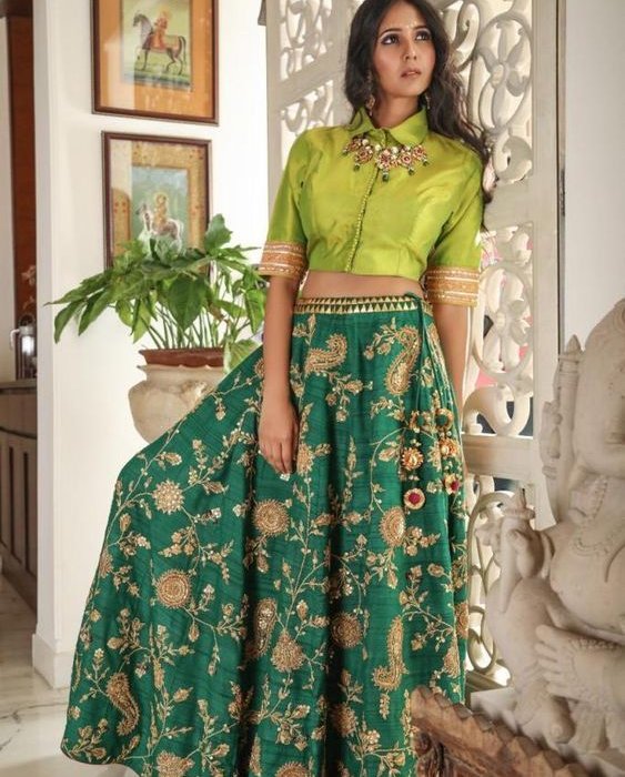 Shop Classic Beige Embroidered Lehenga Skirt by ASMI BY MAYANK MODI at  House of Designers – HOUSE OF DESIGNERS