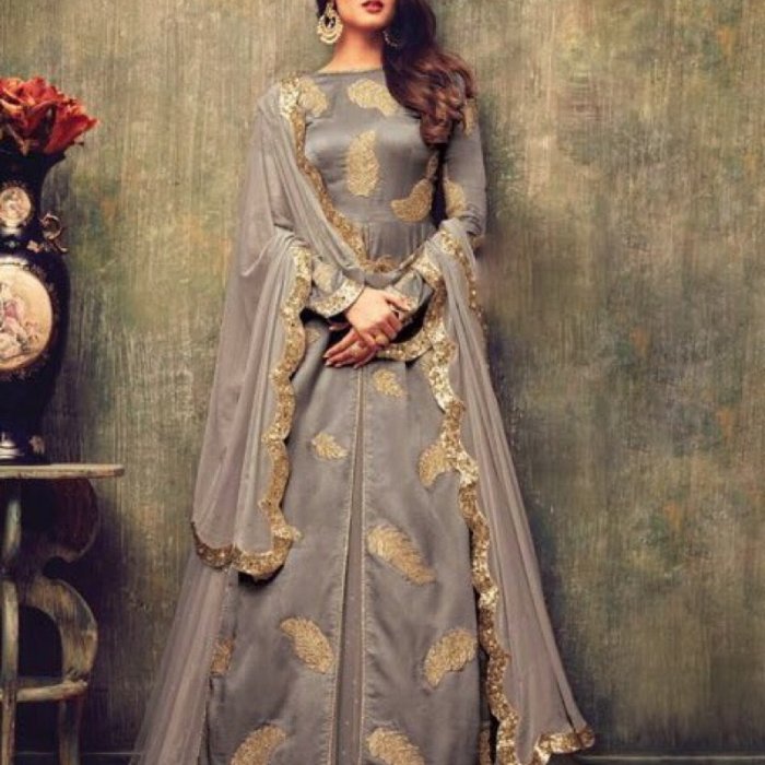 simple lehenga with long jacket