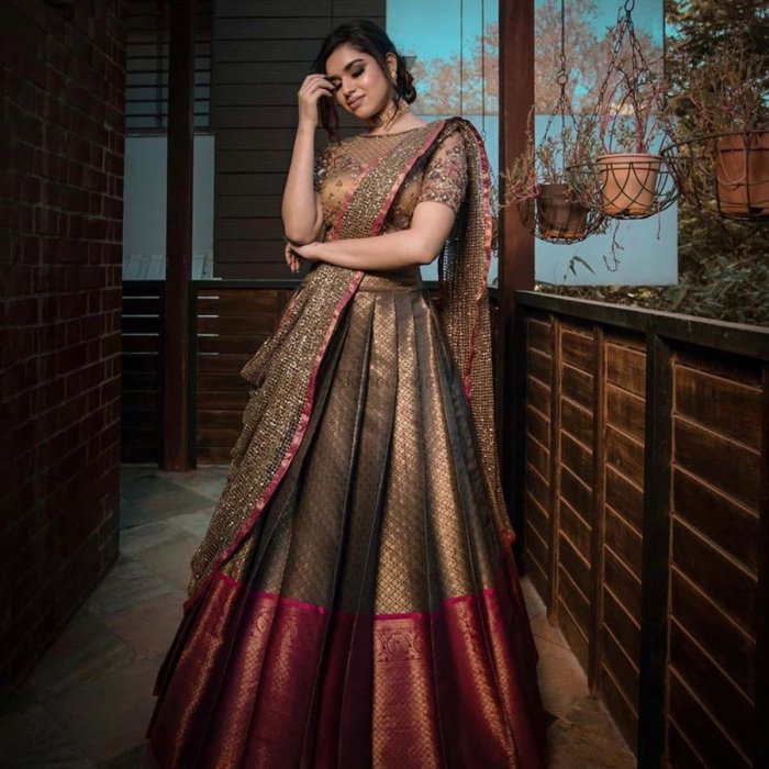 Buy Nidhika Shekhar Green Georgette Subh Shree Pre-draped Lehenga Saree  With Blouse Online | Aza Fashions