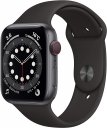 Apple Watch Series 6 GPS + Cellularモデル 44mm 最新 Apple Watch Series 6(GPS + Cellularモデル)- 44mmスペースグレイアルミニウムケースとブラックスポーツバンド