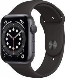 Apple Watch Series 6 GPSモデル 44mm 最新 Apple Watch Series 6(GPSモデル)- 44mmスペースグレイアルミニウムケースとブラックスポーツバンド