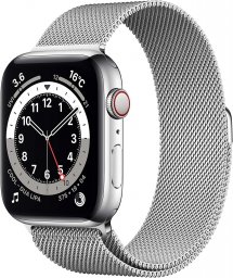 Apple Watch Series 6 GPS + Cellularモデル 44mm 最新 Apple Watch Series 6(GPS + Cellularモデル)- 44mmシルバーステンレススチールケースとシルバーミラネーゼループ