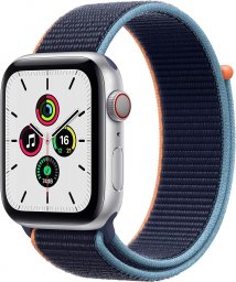 Apple Watch SE GPS + Cellularモデル 44mm 最新 Apple Watch SE(GPS + Cellularモデル)- 44mmシルバーアルミニウムケースとディープネイビースポーツループ