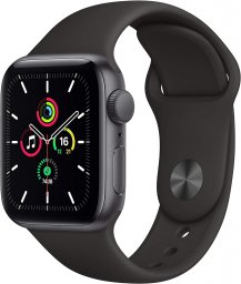 Apple Watch SE GPSモデル 40mm 最新 Apple Watch SE(GPSモデル)- 40mmスペースグレイアルミニウムケースとブラックスポーツバンド
