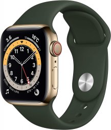 Apple Watch Series 6 GPS + Cellularモデル 40mm 最新 Apple Watch Series 6(GPS + Cellularモデル)- 40mmゴールドステンレススチールケースとキプロスグリーンスポーツバンド