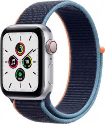 Apple Watch SE GPS + Cellularモデル 40mm 最新 Apple Watch SE(GPS + Cellularモデル)- 40mmシルバーアルミニウムケースとディープネイビースポーツループ