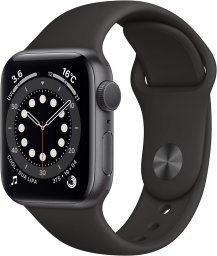 Apple Watch Series 6 GPSモデル 40mm 最新 Apple Watch Series 6(GPSモデル)- 40mmスペースグレイアルミニウムケースとブラックスポーツバンド