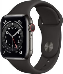 Apple Watch Series 6 GPS + Cellularモデル 40mm 最新 Apple Watch Series 6(GPS + Cellularモデル)- 40mmグラファイトステンレススチールケースとブラックスポーツバンド