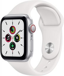 Apple Watch SE GPS + Cellularモデル 40mm 最新 Apple Watch SE(GPS + Cellularモデル)- 40mmシルバーアルミニウムケースとホワイトスポーツバンド