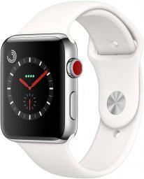 Apple Watch Series 3 GPS + Cellularモデル 42mm Apple Watch Series 3(GPS + Cellularモデル)- 42mmステンレススチールケースとソフトホワイトスポーツバンド