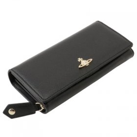 Vivienne Westwood / ヴィヴィアンウエストウッド ■ ADVAN 二つ折り長財布 レザー 黒 紺 財布 / サイフ / ウォレット / wallet / コイン ブランド  [0990008932]