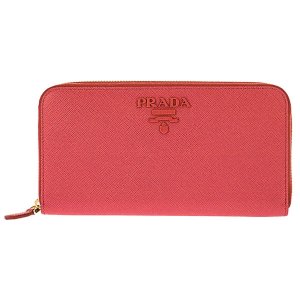 サフィアーノレザー シングルカラー メタルロゴ ジップアラウンド 長財布