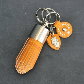 エンボスレザー タッセル キーリング