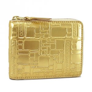 エンボス ロゴタイプ メタリック ラウンドファスナー 二つ折り財布