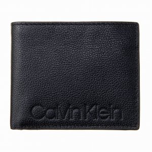 型押しロゴ 小銭入れ付き 二つ折り財布