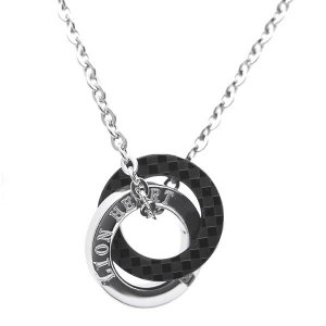 ステンレス チェック ダブルリング ネックレス