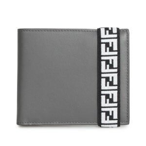 ロゴ入りエラスティック付き 二つ折り財布
