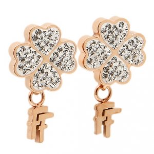 フォリフォリ　ダイヤモンドピアス　K18WG　クローバー＆ハート2Way フォリフォリ ダイヤモンドピアス K18WG クローバー＆ハート2Way