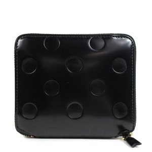 ポルカドット エンボス ラウンドファスナー 二つ折り財布