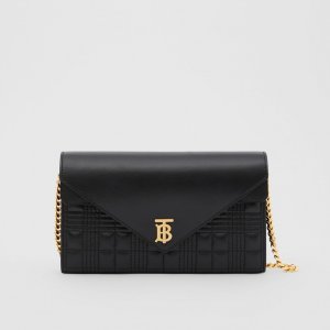 キルティングラムスキン ウォレット ウィズ デタッチャブル チェーンストラップ