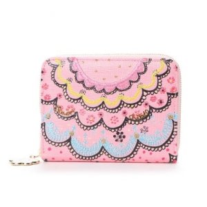 スカラッププリント ラウンドファスナー 折財布