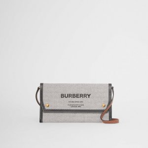 ホースフェリープリント キャンバス フォンケース ウィズ ストラップ