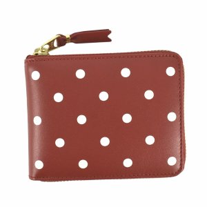 ポルカドット プリント ミニドット ラウンドファスナー 二つ折り財布