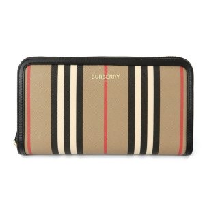 アイコンストライプEキャンバス＆レザー ラウンドジップウォレット