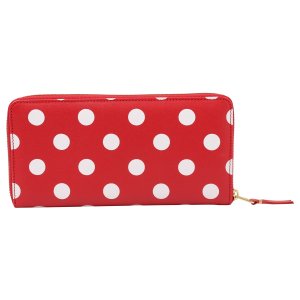 ポルカドット プリント ラウンドファスナー 長財布