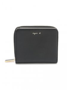 ロゴ箔押し ラウンドジップ ウォレット