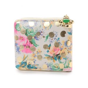 ドットフラワーネコ ラウンド札入れ