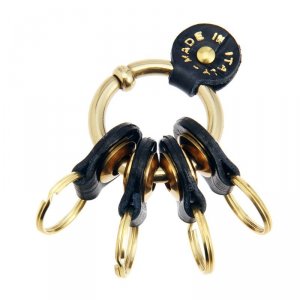 クロコ型押し 4連 キーリング