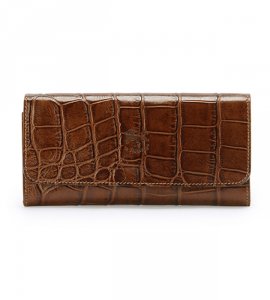 クロコ型押し フラップ ロングウォレット