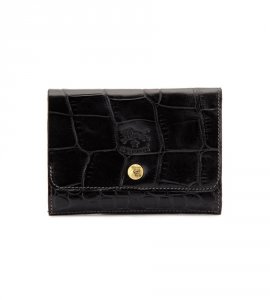 クロコ型押し ワンスナップ 二つ折りウォレット